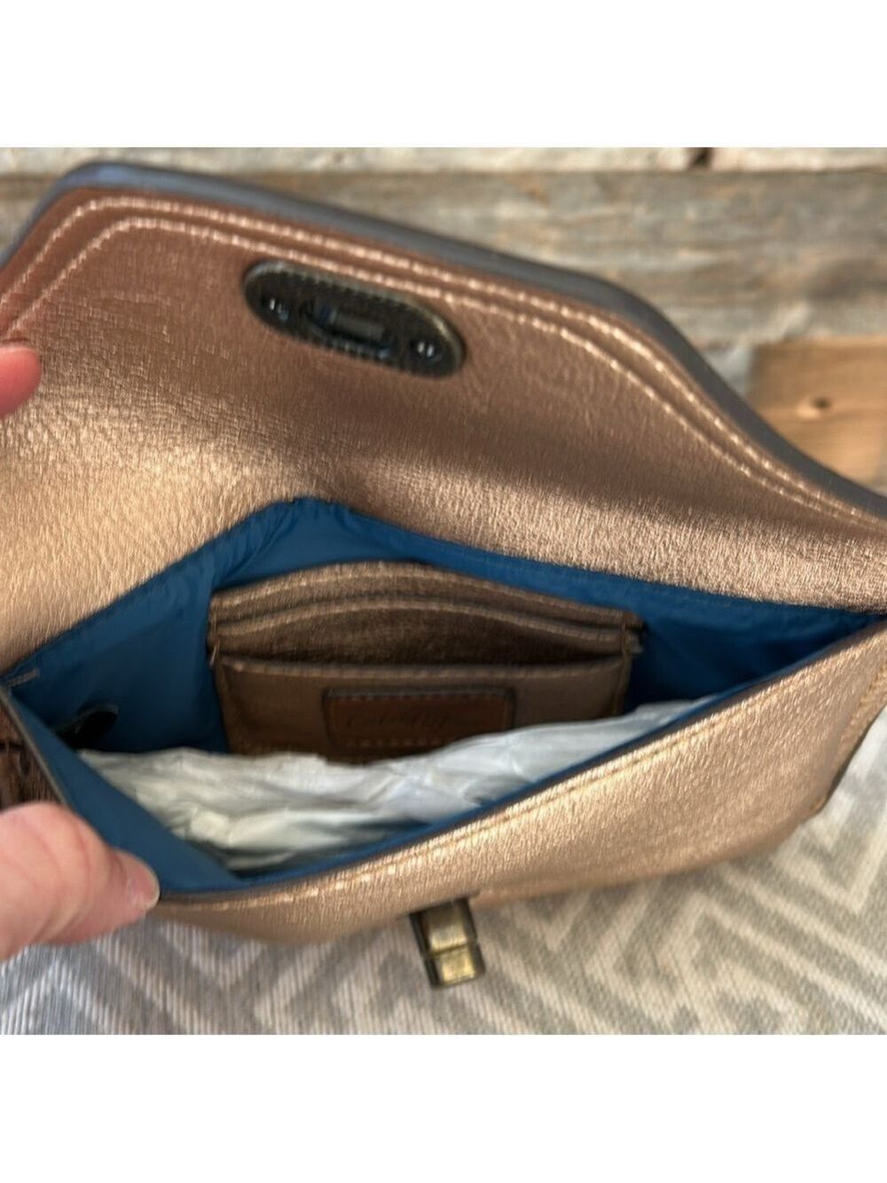 Catchfly Gold Leather Wristlet Clutch with Tassel NWT - Picture 5 of 8